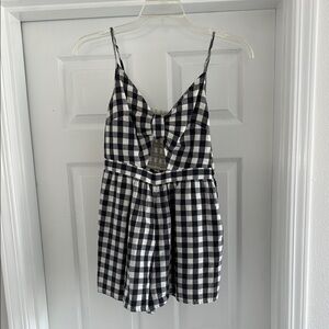 American eagle romper. Navy blue gingham pattern.
